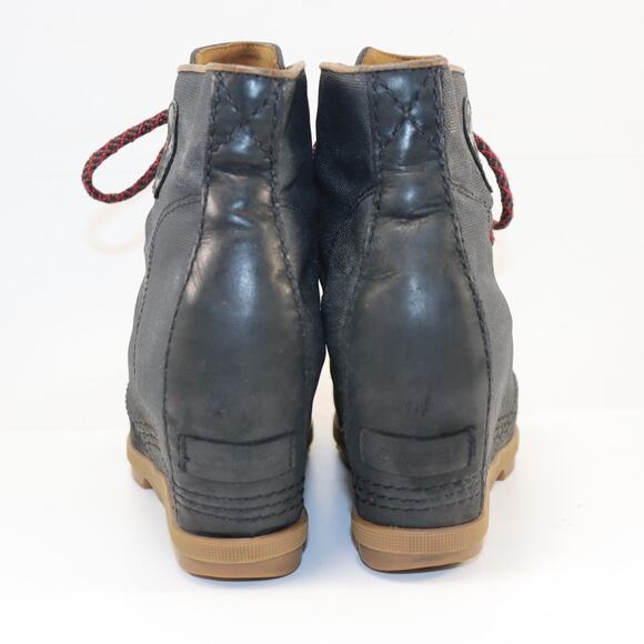 Sorel Women’s Black Lace-Up Boots Size 9W Waterproof Leather & Canvas - Picture 4 of 6